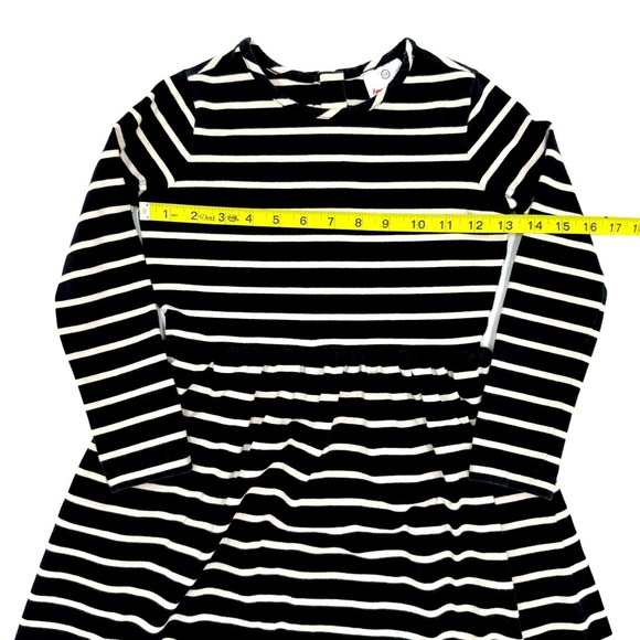 Hanna Andersson Striped Black and White Girls Dress Gold Zipper on Back Size 8 - Picture 4 of 10